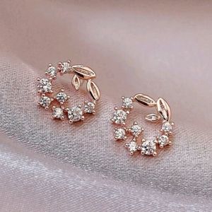 Gold Leaf Rhinestone Earrings